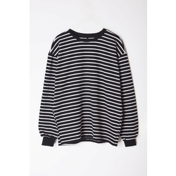 Trendyol Black-White Oversize/Wide Cut Soft Textured Sweatshirt