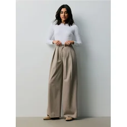 Sinsay - Elegantne wide leg pantalone sa faltama - BEŽ