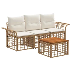 Set vanjskih sofa 4 pcs Prirodna i krema bijela Poliester