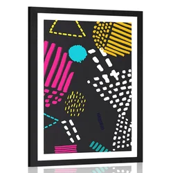 Plakat s paspartujem moderni Memphis vzorec - 30x45 white