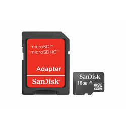 SANDISK microSDHC 16GB + SD adapter SDSDQM