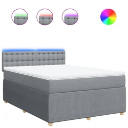 Vidaxl Box spring postelja z vzmetnico svetlo siva 140x200 cm blago