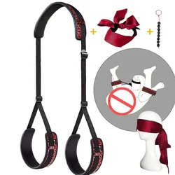 Bondage set: kaiš za vezivanje (vrat–ruke) + povez za oči + analne kuglice