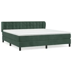 Vidaxl Box spring postelja z vzmetnico temno zelena 160x200 cm žamet