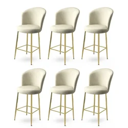 Hanah Home Set barskih stolica Fora, 6 komada, Krem-zlatni