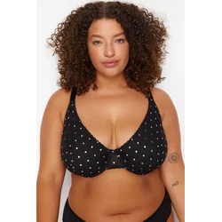 Trendyol Curve Black Polka Dot Stranded Mesh Plus Size Bra