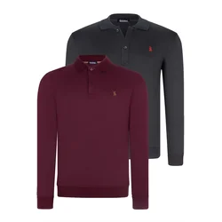 DOUBLE SET V4007 DEWBERRY MENS SWEATSHIRT-PURPLE-NAVY BLUE