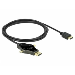 Kabel DELOCK, 3-U-1 DP (M) / mDP (M) / USB-C (M) na HDMI (M), 4K 60Hz, 1,75m