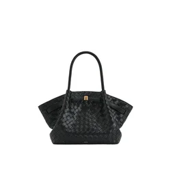 JW PEI Nakupovalna torba JW PEI Cabas Hana Large Tressé Black črna