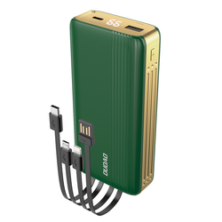 Power bank Dudao K4 Pro - prijenosna baterija s ugrađenim USB, USB-C, Micro USB i Lightning kabelima - 20000 mAh - zeleni