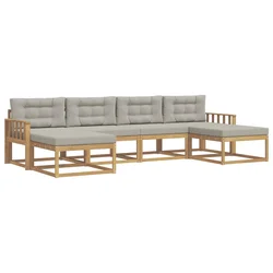 Set vanjskih sofa s jastukom 6 pcs Bijela i svjetlosiva