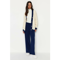 Trendyol Navy Blue Striped Cardigan-Pants Knitwear Suit