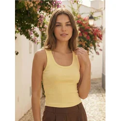 Sinsay - Osnovni prugasti pamučni top - yellow jeans
