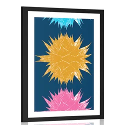 Plakat s paspartujem pisane abstraktne rastline - 30x45 white