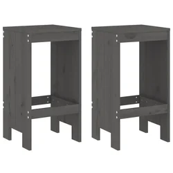 Barski stolci 2 kom sivi 40 x 36 x 75 cm od masivne borovine