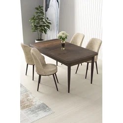 Hanah Home Set Trpezarijski sto i 4 stolice Nil, Krem-braon