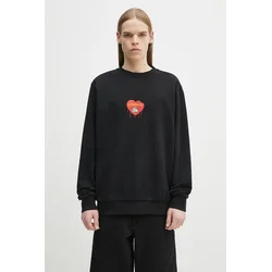 Bombažen pulover Marcelo Burlon Bunny Heart Regular Crewneck Black Red
