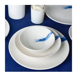 18-delni jedilni servis, bel/moder, porcelan