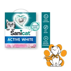 Sanicat Posip Za Mačke Grudvajući Active White, Miris Lotosa, Beli Bentonit 10L