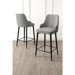 Hanah Home set od 6 barskih stolica Tera, siva tkanina Babyface, crne metalne noge