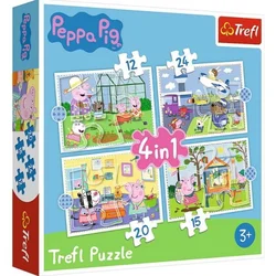 Trefl Puzzle Peppa Pig 4 v 1 - Počitniški spomini 3+, Trefl