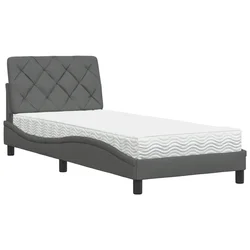 Vidaxl Postelja z vzmetnico temno siva 80x200 cm blago