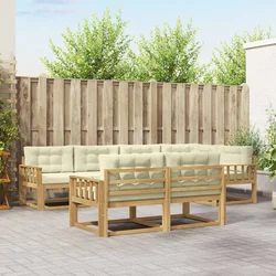 Set vanjskih sofa s jastukom 6 pcs Bijela i krem Poliester