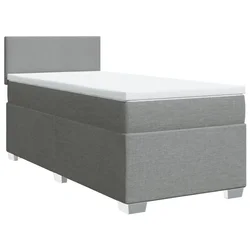 Vidaxl Box spring postelja z vzmetnico svetlo siv 100x200 cm blago