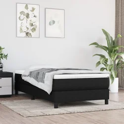 vidaXL Box spring postelja z vzmetnico črn 90x190 cm blago