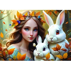 ALIPSON Puzzle Deklica z zajci 500 kosov