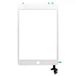 Apple iPad Mini, Mini 2 - steklo na dotik + priključek IC (bel)