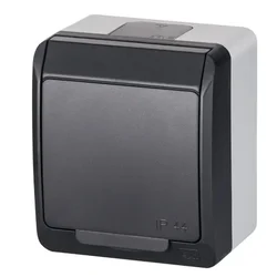 HERMES Enojna vtičnica z/brez 2P+Z SCHUKO IP44 antracit 0324-07