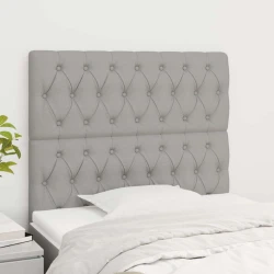 Vidaxl Posteljno vzglavje 2 kosa svetlo sivo 90x7x78/88 cm blago