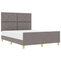 Vidaxl Konstrukcija postelje z vzglavjem Taupe 160 x 200 cm blago