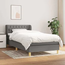 shumee Box spring postelja z vzmetnico temno siva 100x200 cm blago
