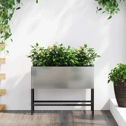 Povišeni Vrtni Planter Srebrno 60 x 26 x 45 cm Cinkani čelik