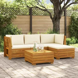 Set vanjskih sofa s jastukom 5 Komad Smeđa Čvrsto drvo akacije