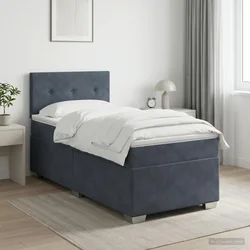 vidaXL Postelja boxspring z vzmetnico Temno siva 90 x 200 cm Žamet