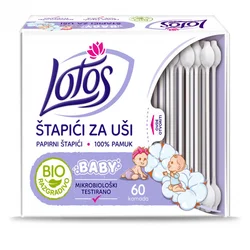 Lotos baby štapići za uši sa graničnikom 60 kom