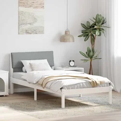 Okvir kreveta s uzglavljem Bijela i svijetlosiva 90 x 190 cm
