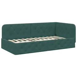 Vidaxl Kotna postelja Temno zelena 100 x 200 cm Žamet