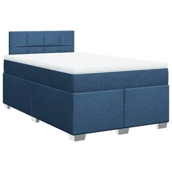 Vidaxl Box spring postelja z vzmetnico moder 120x200 cm blago