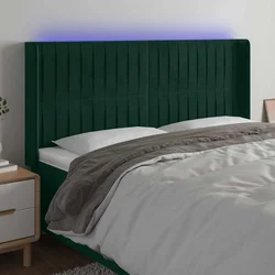 vidaXL LED posteljno vzglavje temno zeleno 203x16x118/128 cm žamet