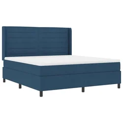 Vidaxl LED Box Spring Postelja z vzmetnico Modra 180 x 200 cm blago