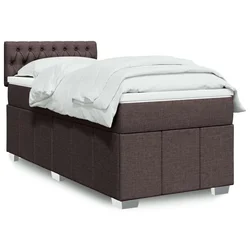 Vidaxl Box spring postelja z vzmetnico temno rjava 90x200 cm blago