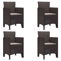 Vidaxl Vrtni Stol z blazino 4 szt. Rjava 53 x 49 x 85 cm Polipropilen