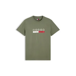 Tommy Jeans Majica DNA PLAY zelena / rdeča / bela