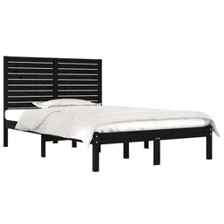 Okvir za krevet od masivnog drva crni 140 x 190 cm