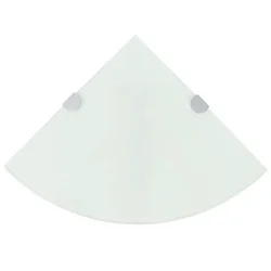 Kutne police s nosačima 2 kom staklene bijele 35 x 35 cm