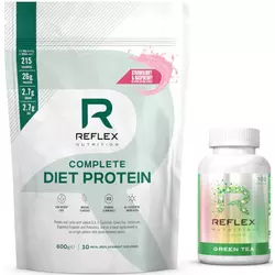 REFLEX NUTRITION Complete Diet Protein 600 g jagoda/Raspberry/Green Tea 100 caps.